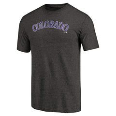 Colorado Rockies Team Wordmark Tri-Blend T-Shirt - Black