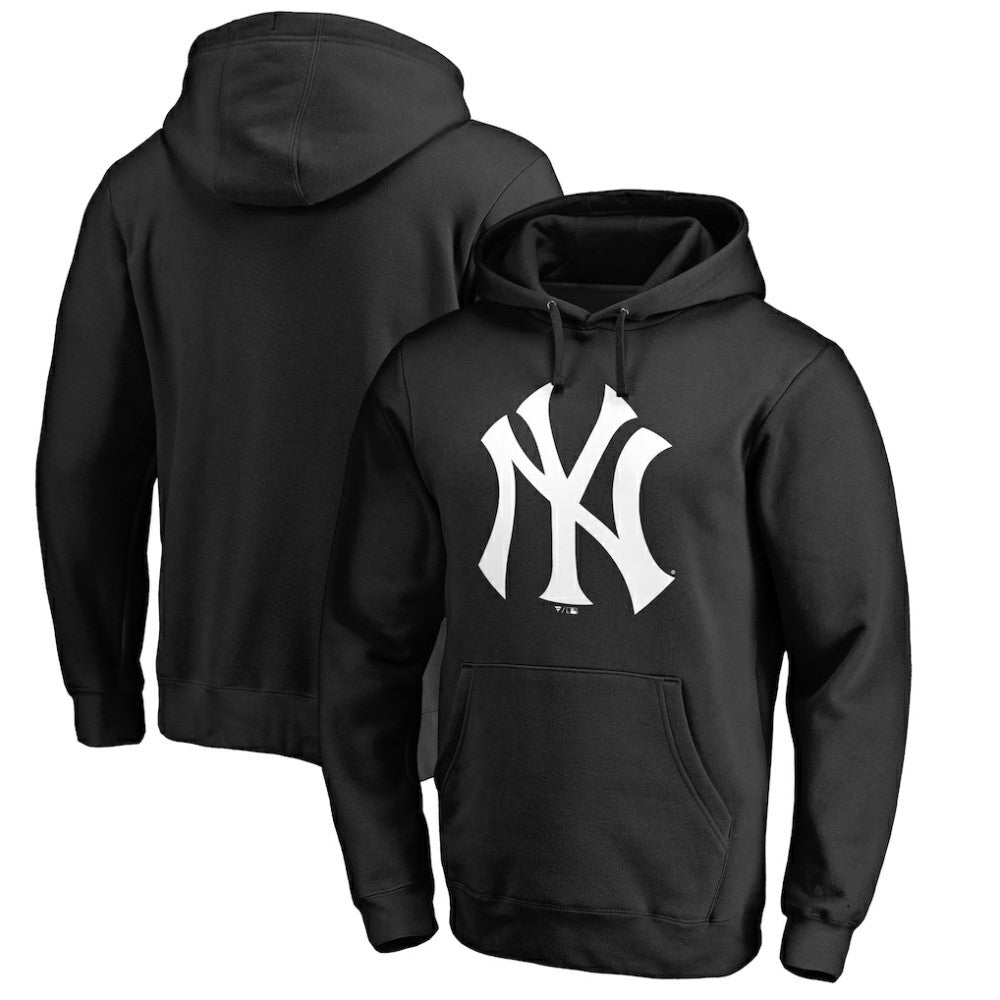 New York Yankees Official Logo Fitted Pullover Hoodie - Black