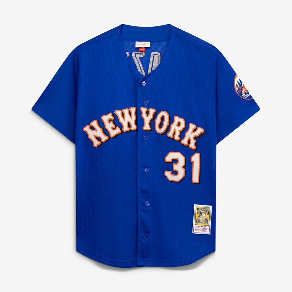 Mike Piazza New York Mets Cooperstown Collection Mesh Batting Practice Button-Up Jersey - Royal | Mitchell & Ness