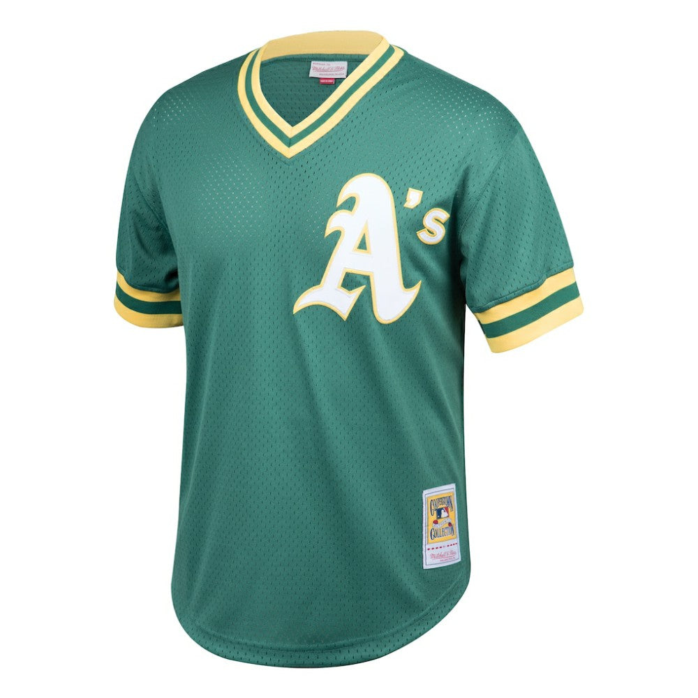 Rickey Henderson Athletics Youth Cooperstown Collection Mesh Batting Practice Jersey - Green | Mitchell & Ness