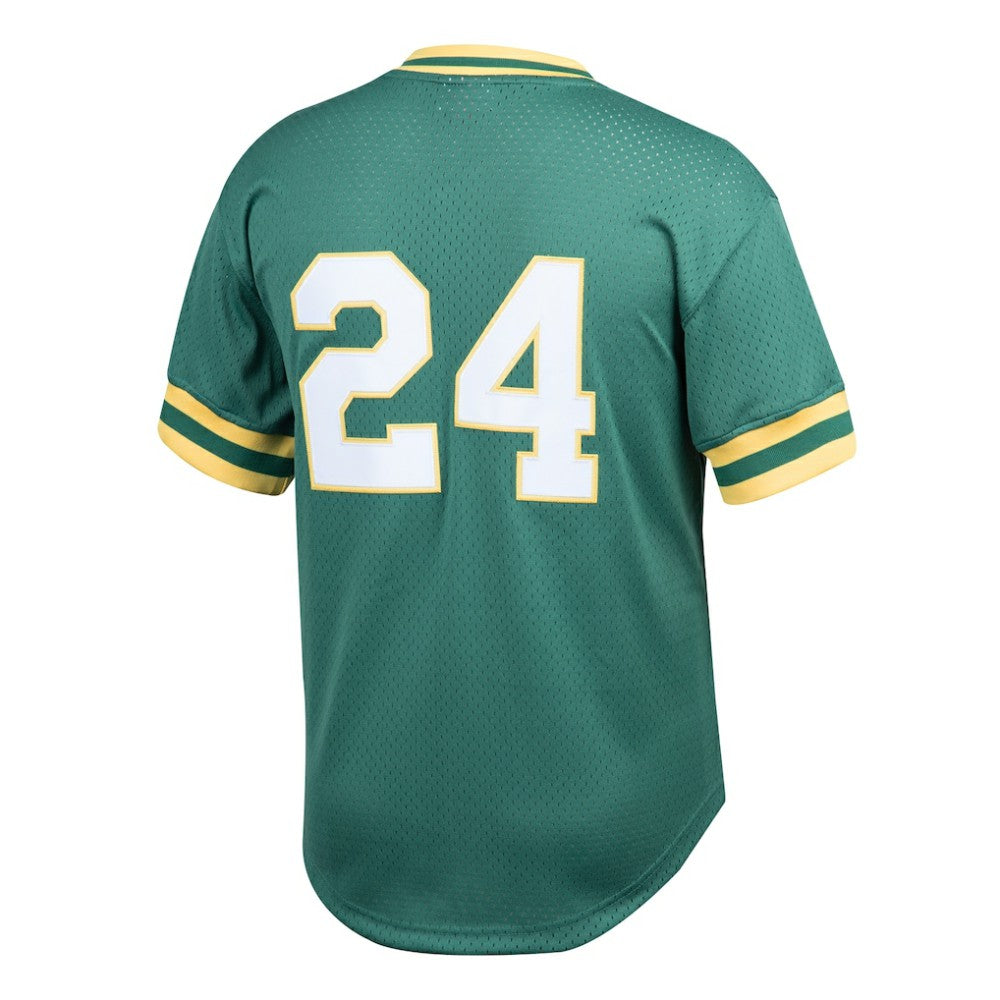 Rickey Henderson Athletics Youth Cooperstown Collection Mesh Batting Practice Jersey - Green | Mitchell & Ness