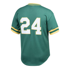 Rickey Henderson Athletics Youth Cooperstown Collection Mesh Batting Practice Jersey - Green | Mitchell & Ness