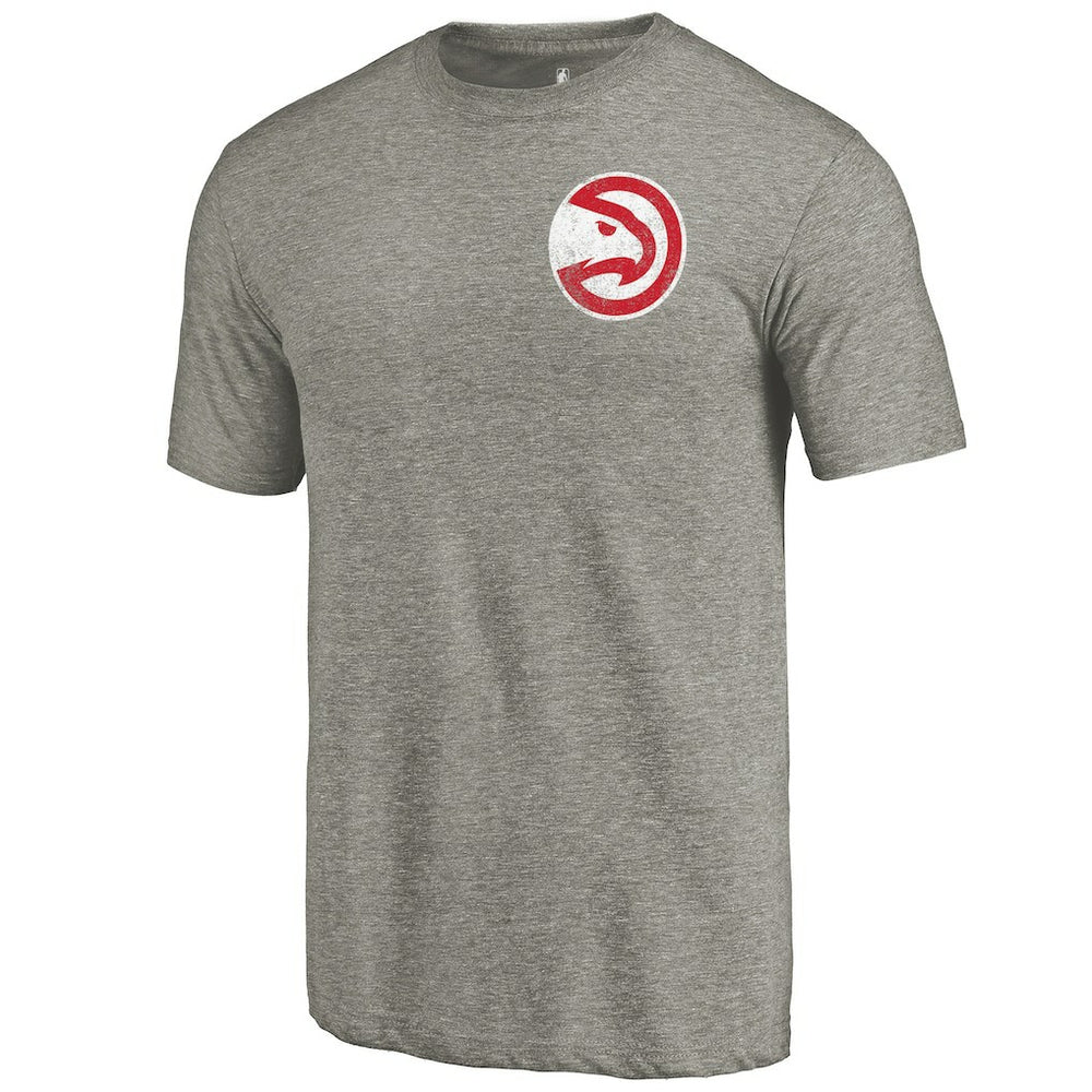 Atlanta Hawks Primary Logo Left Chest Distressed Tri-Blend T-Shirt - Gray for sale