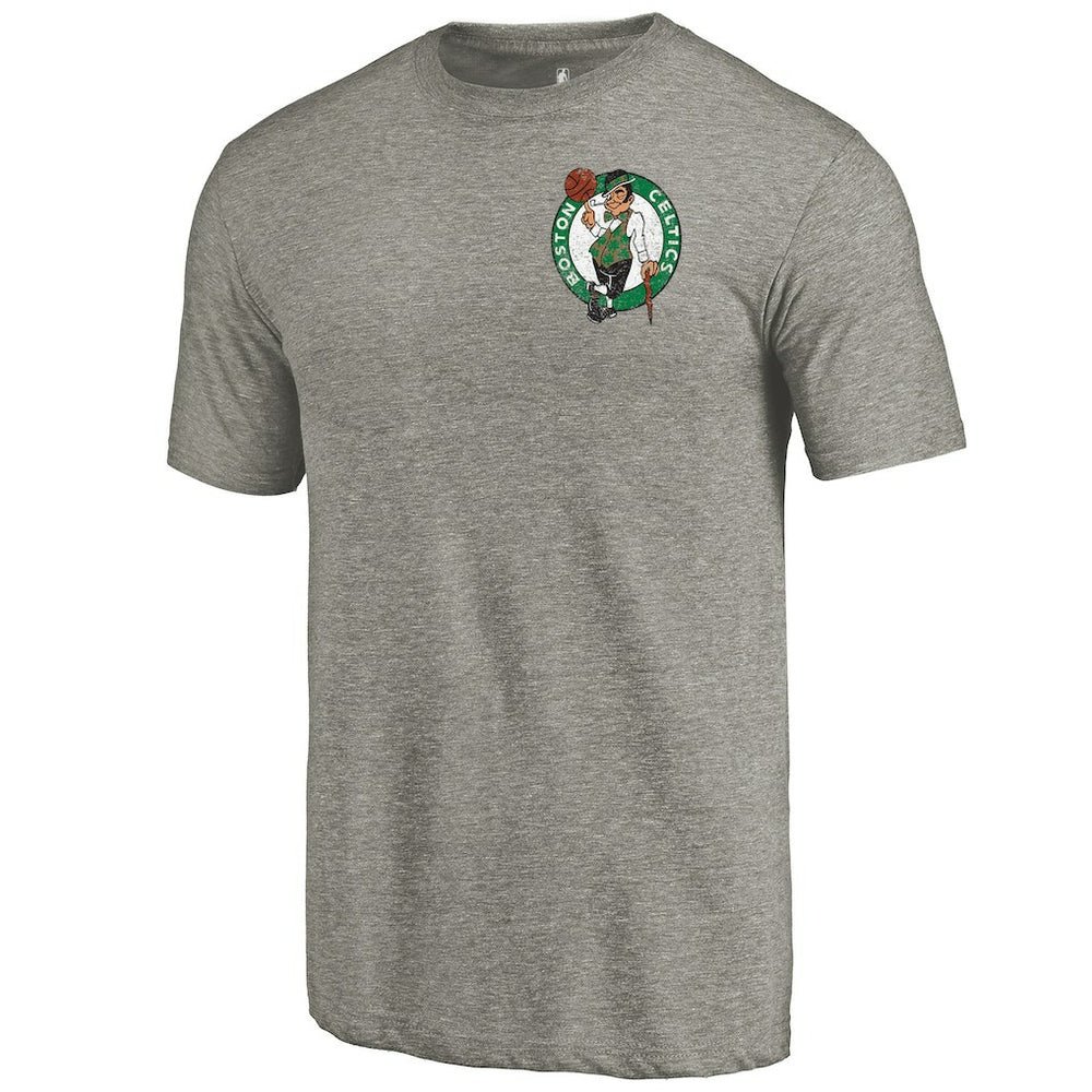 Boston Celtics Primary Logo Left Chest Distressed Tri-Blend T-Shirt - Gray sale