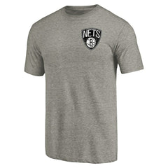 Brooklyn Nets Primary Logo Left Chest Distressed Tri-Blend T-Shirt - Gray for sale