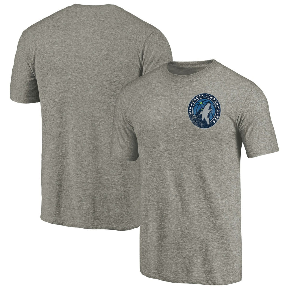 Minnesota Timberwolves Primary Logo Left Chest Distressed Tri-Blend T-Shirt - Gray cheap