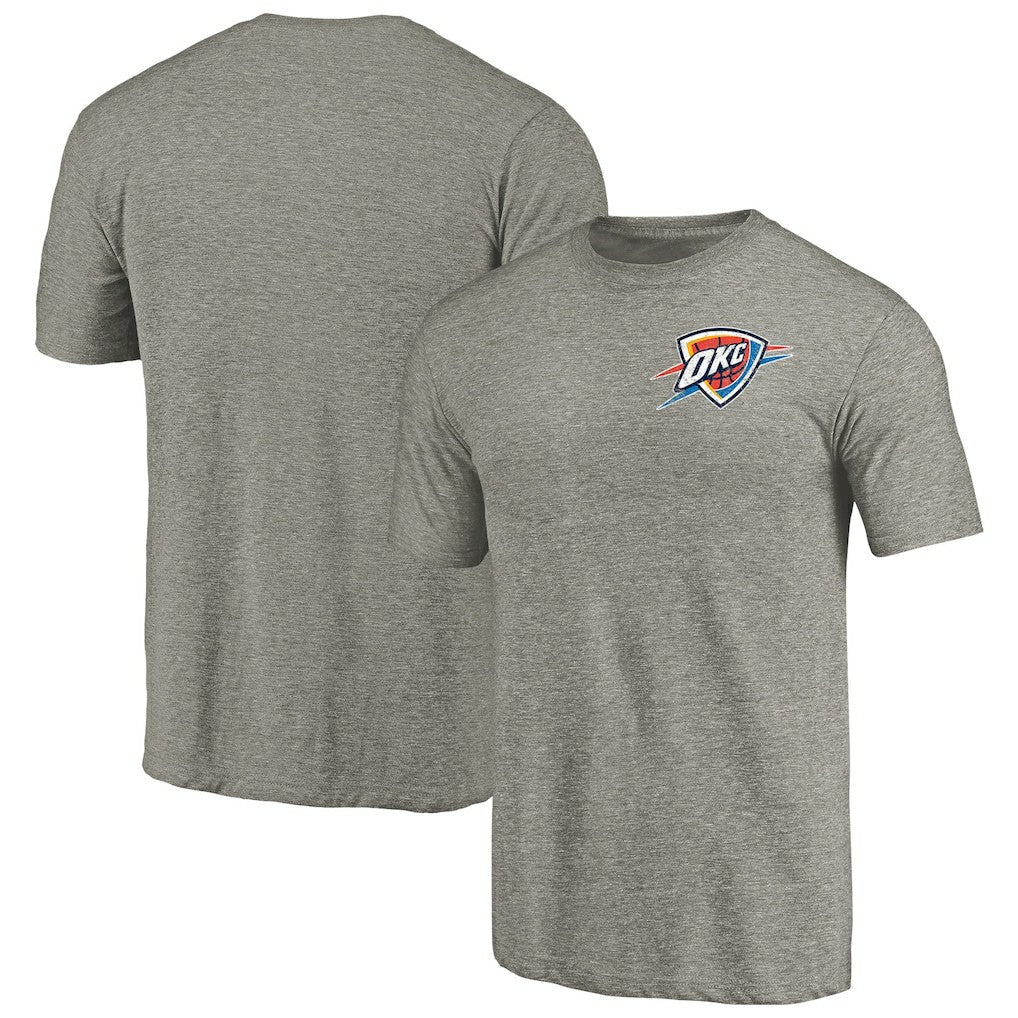 Oklahoma City Thunder Primary Logo Left Chest Distressed Tri-Blend T-Shirt - Gray outlet