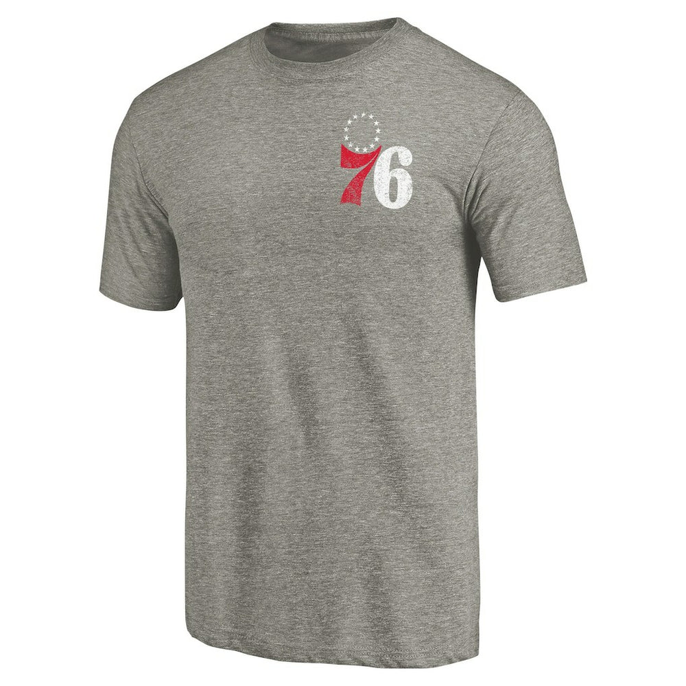 Philadelphia 76ers Primary Logo Left Chest Distressed Tri-Blend T-Shirt - Gray cheap