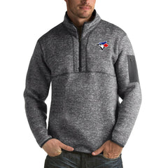 Toronto Blue Jays Antigua Fortune Big & Tall Quarter-Zip Pullover Jacket - Heather Charcoal