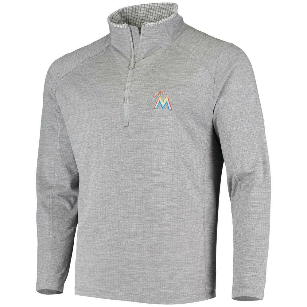 Miami Marlins Vineyard Vines Performance Sankaty Half-Zip Pullover Top - Heather Gray