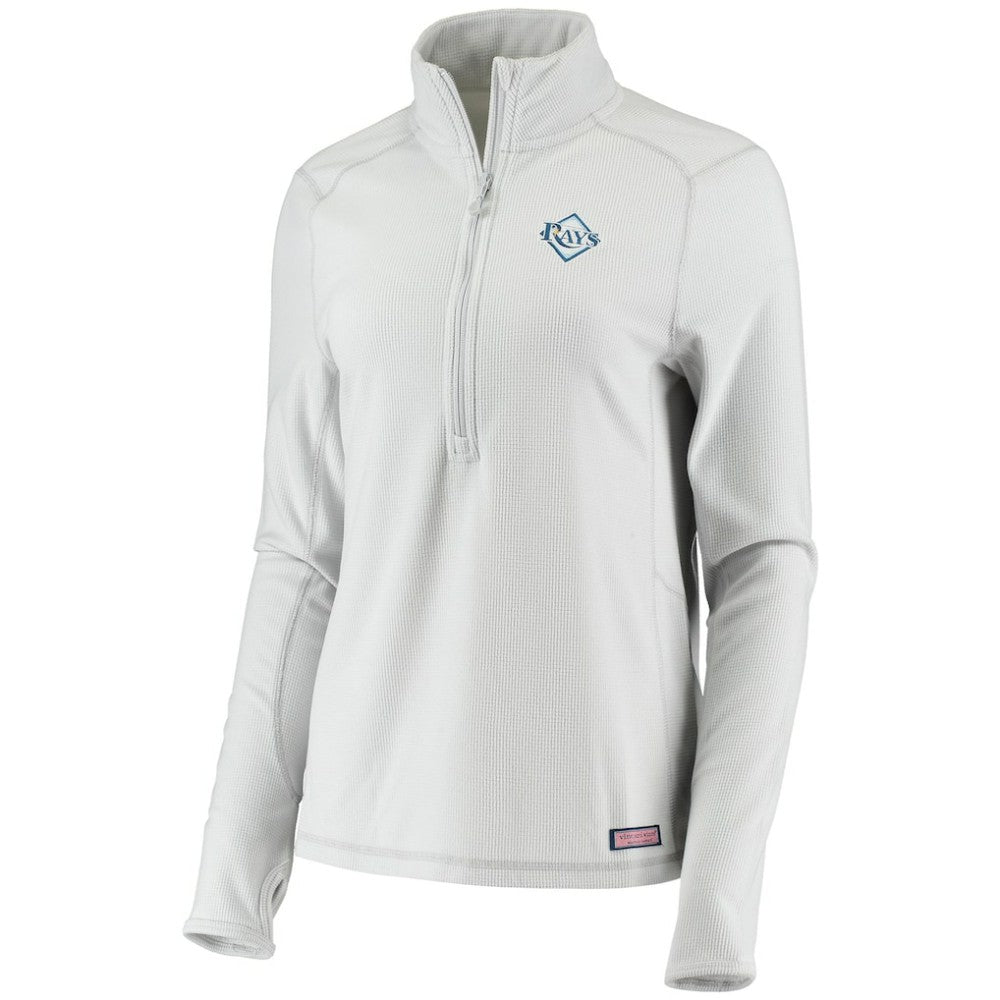 Tampa Bay Rays Vineyard Vines Women's Performance Grid Half-Zip Pullover Top - Gray