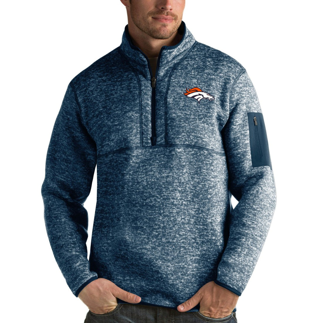 NFL Denver Broncos Antigua Fortune Quarter-Zip Pullover Jacket