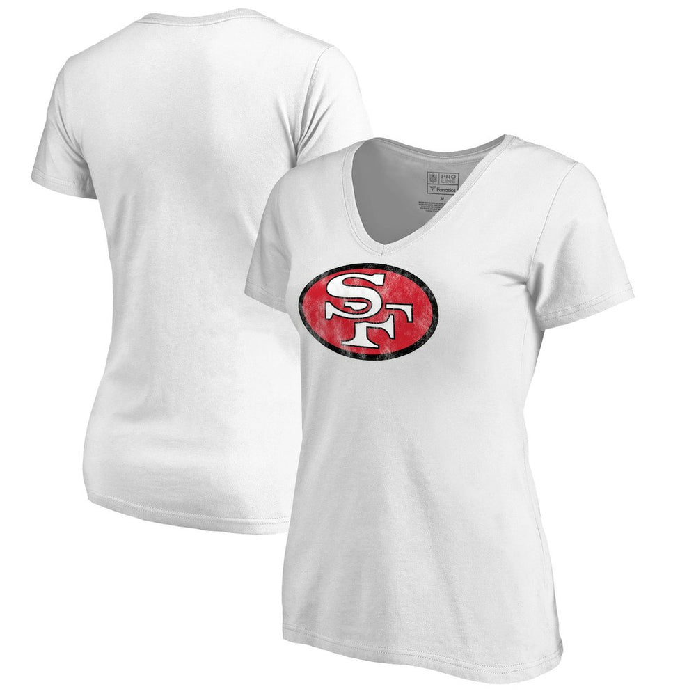 NFL San Francisco 49ers Women's Throwback Logo V-Neck T-Shirt