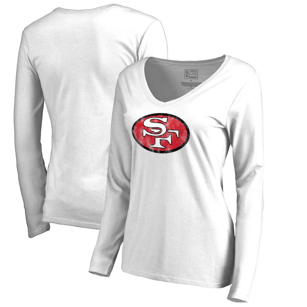 NFL San Francisco 49ers Women's Throwback Logo Long Sleeve V-Neck T-Shirt