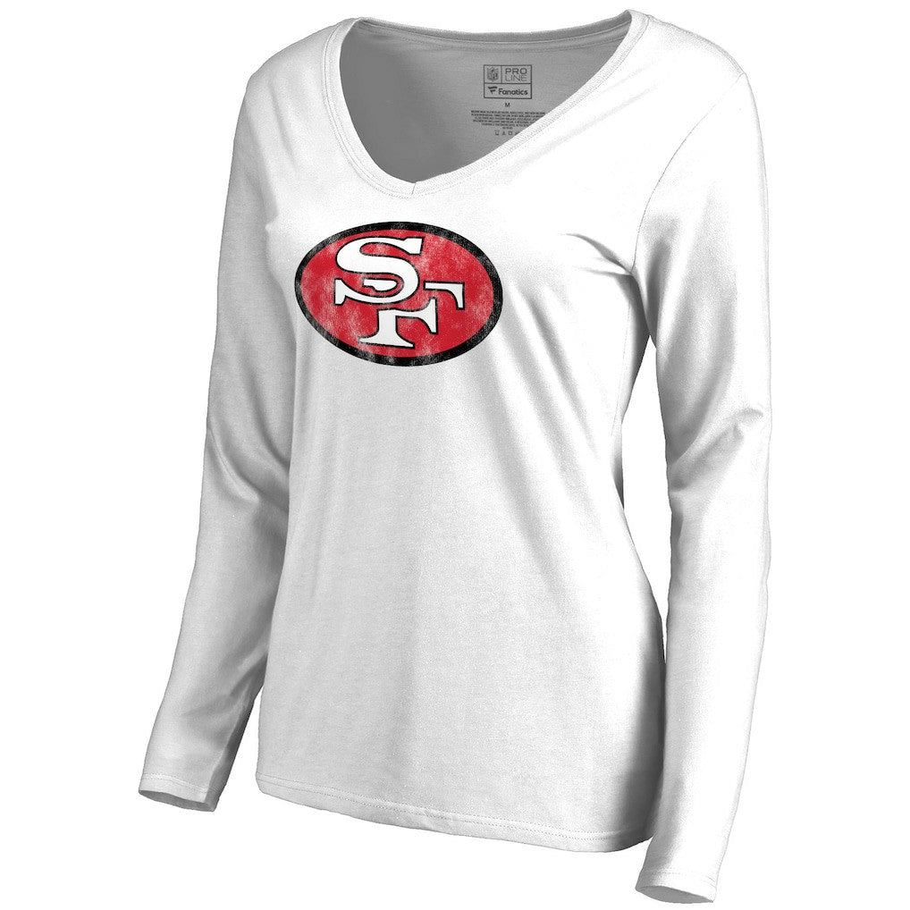 NFL San Francisco 49ers Women's Throwback Logo Long Sleeve V-Neck T-Shirt