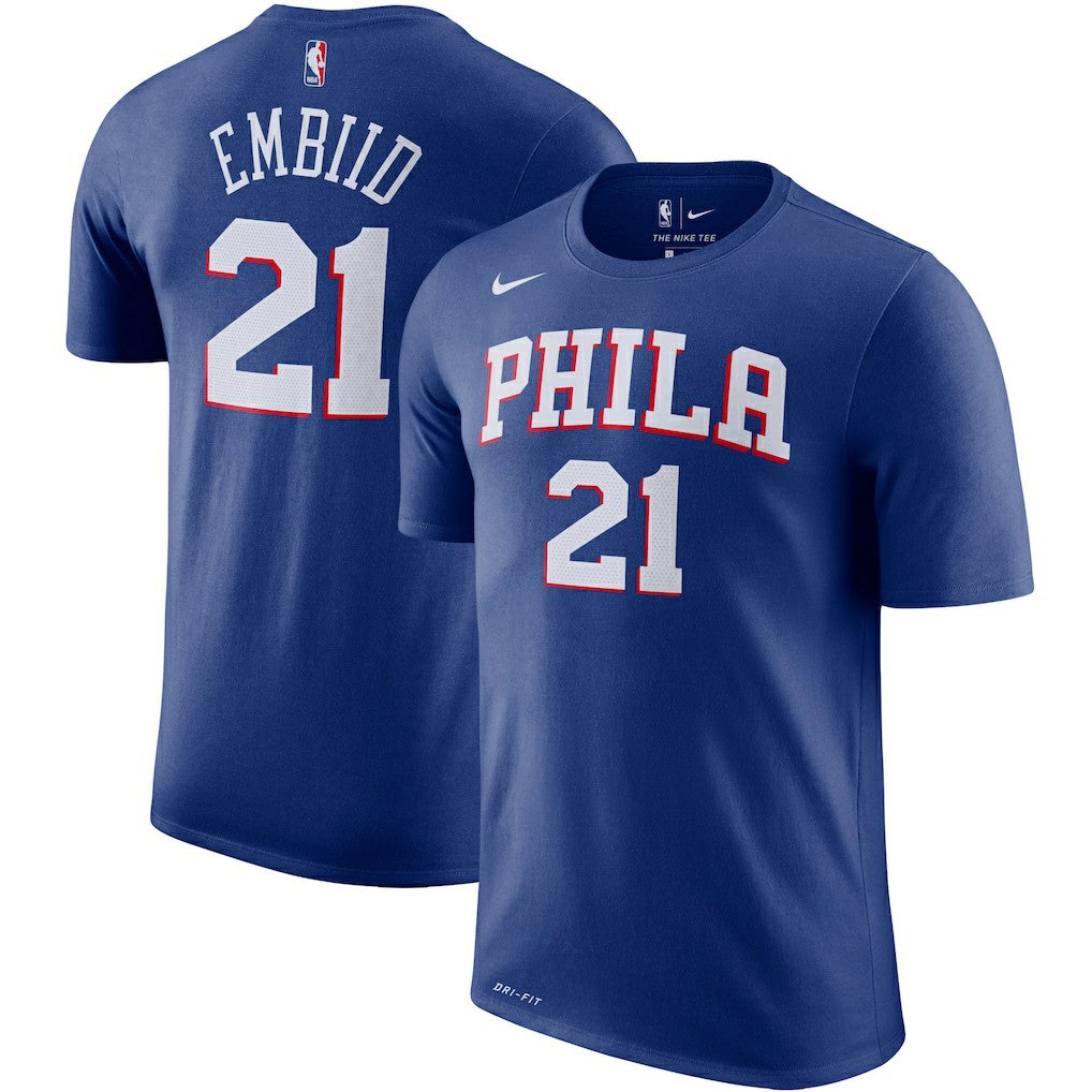 Joel Embiid Philadelphia 76ers Player Name & Number Performance T-Shirt - Royal | Nike cheap