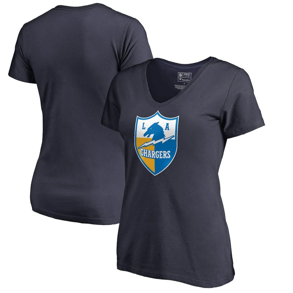 NFL Los Angeles Chargers Women's Retro Shield Logo V-Neck T-Shirt
