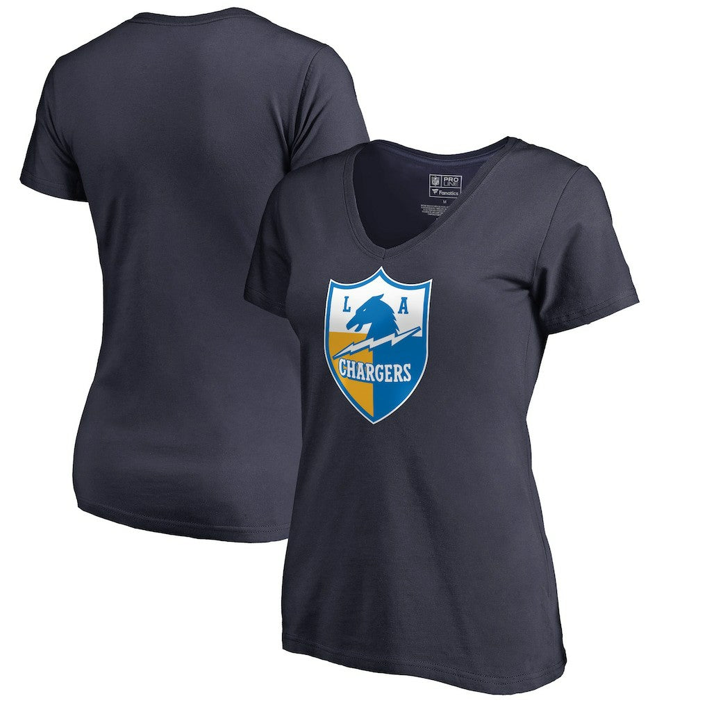 NFL Los Angeles Chargers Women's Retro Shield Logo V-Neck T-Shirt