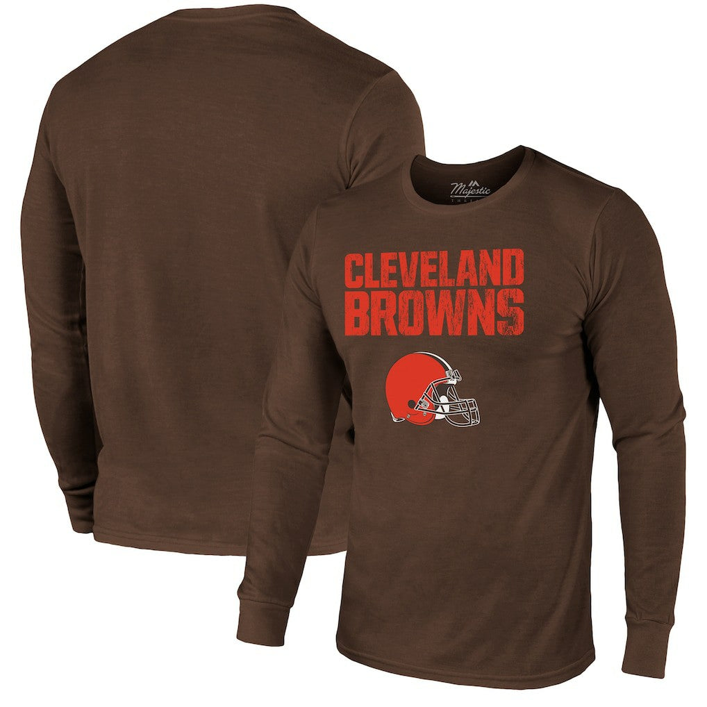 NFL Cleveland Browns Majestic Threads Lockup Tri-Blend Long Sleeve T-Shirt