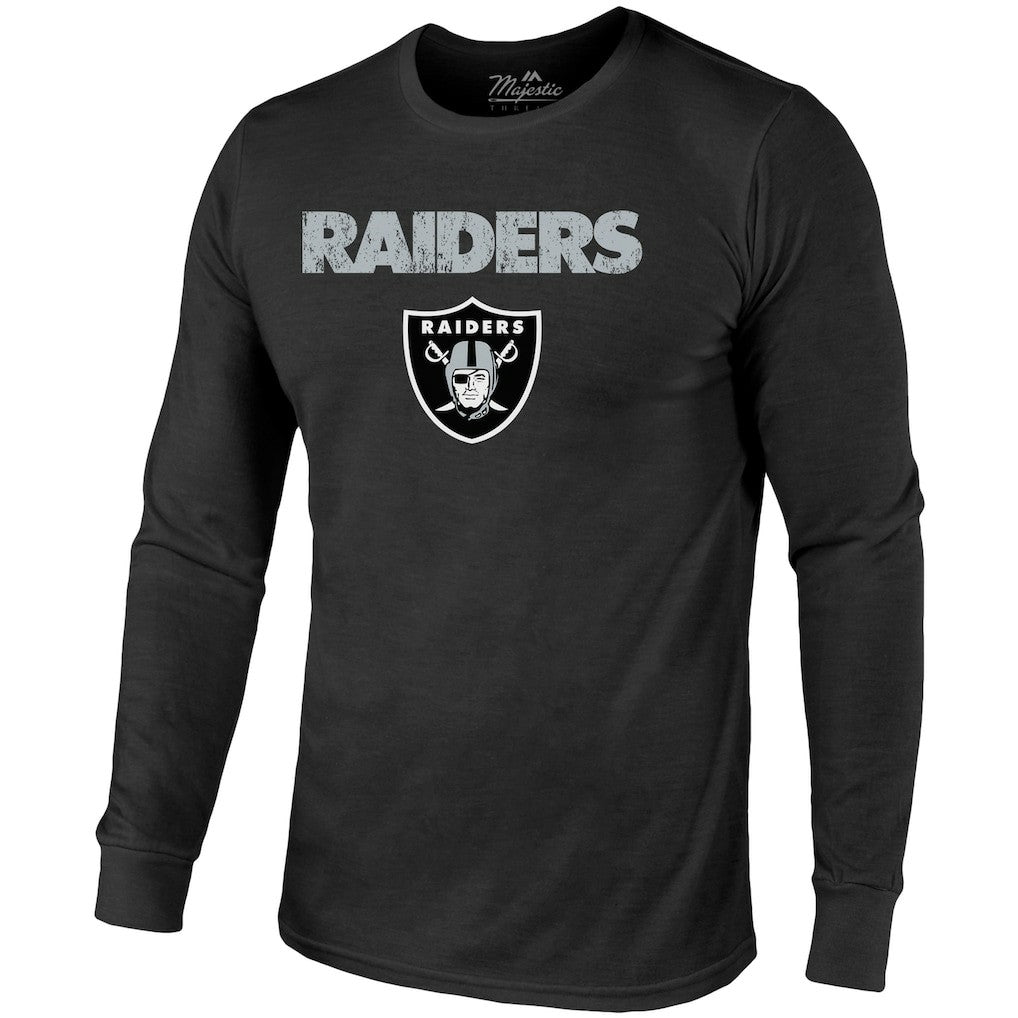 NFL Las Vegas Raiders Majestic Threads Lockup Tri-Blend Long Sleeve T-Shirt