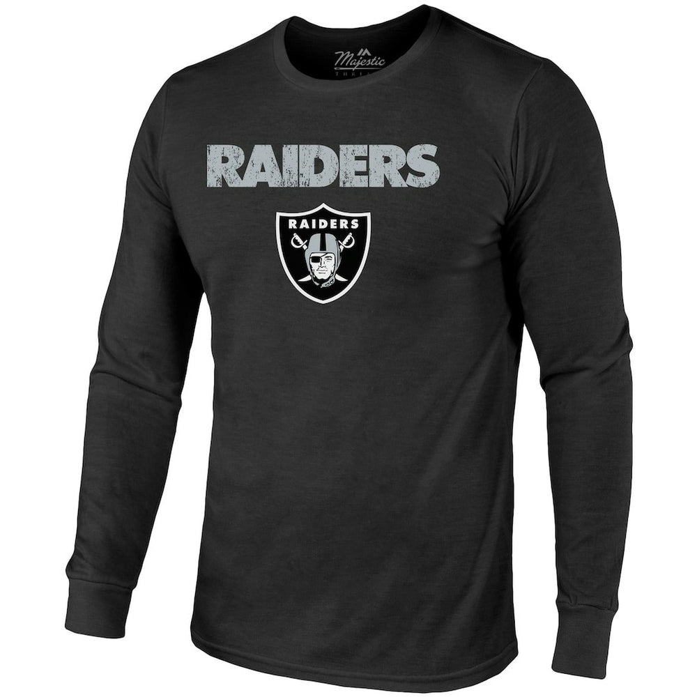 NFL Las Vegas Raiders Majestic Threads Lockup Tri-Blend Long Sleeve T-Shirt
