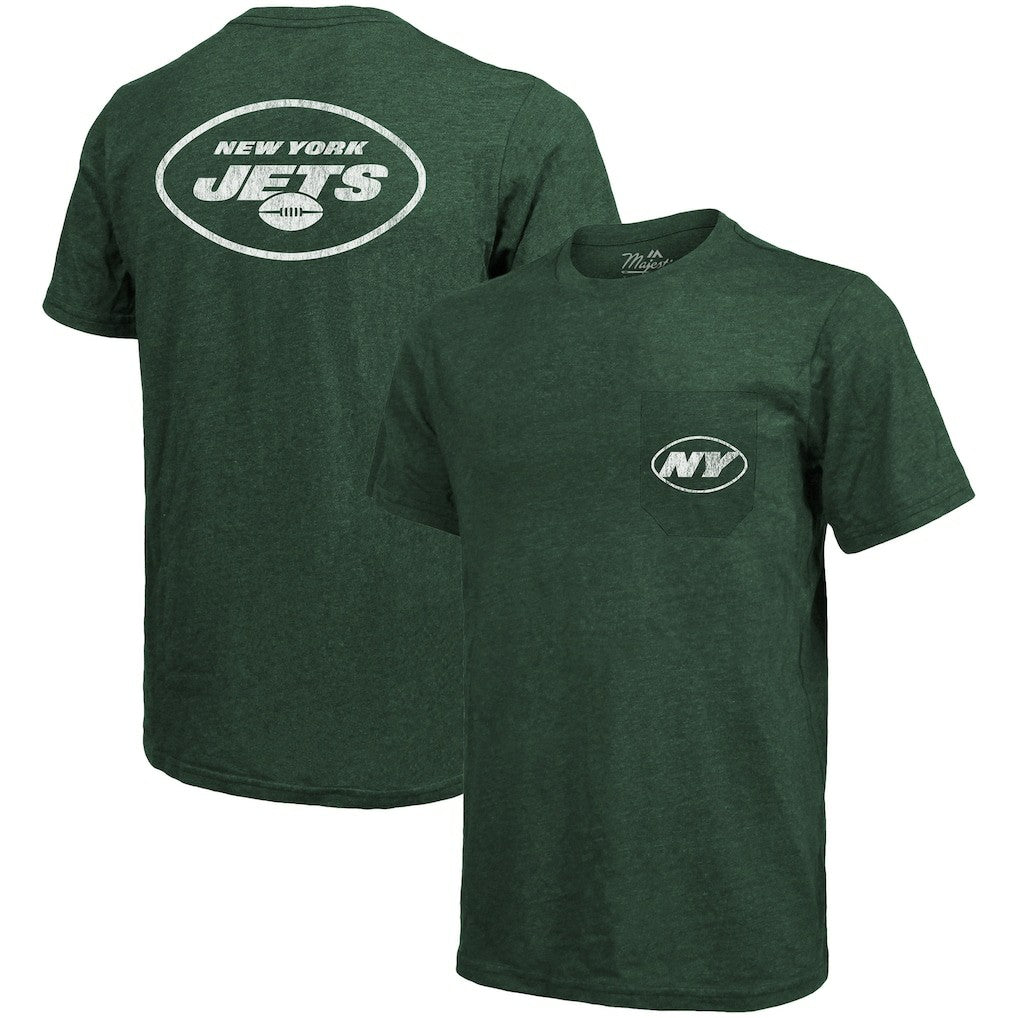 NFL New York Jets Majestic Threads Tri-Blend Pocket T-Shirt