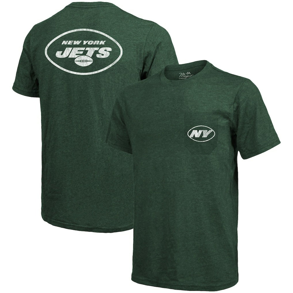 NFL New York Jets Majestic Threads Tri-Blend Pocket T-Shirt