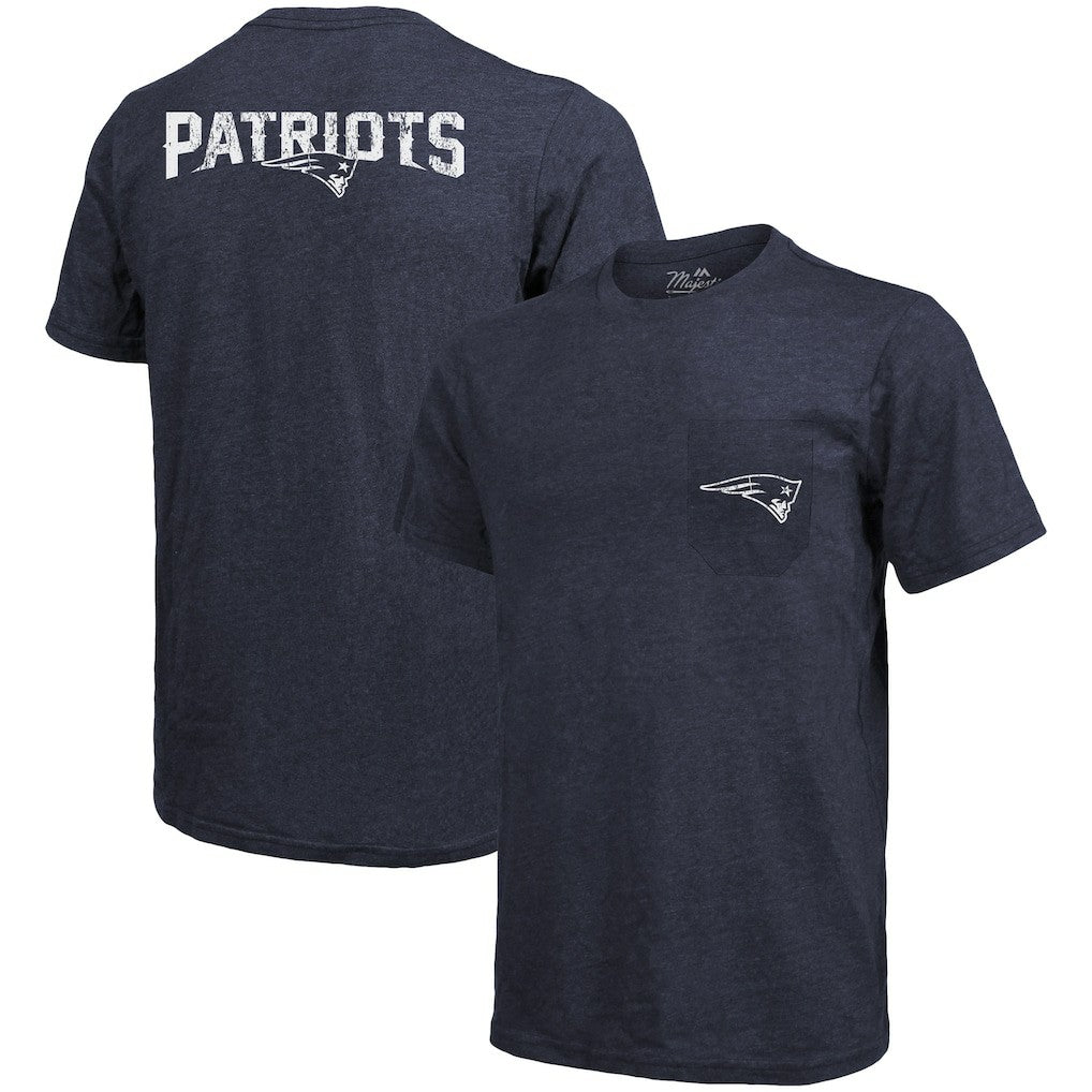 NFL New England Patriots Majestic Threads Tri-Blend Pocket T-Shirt