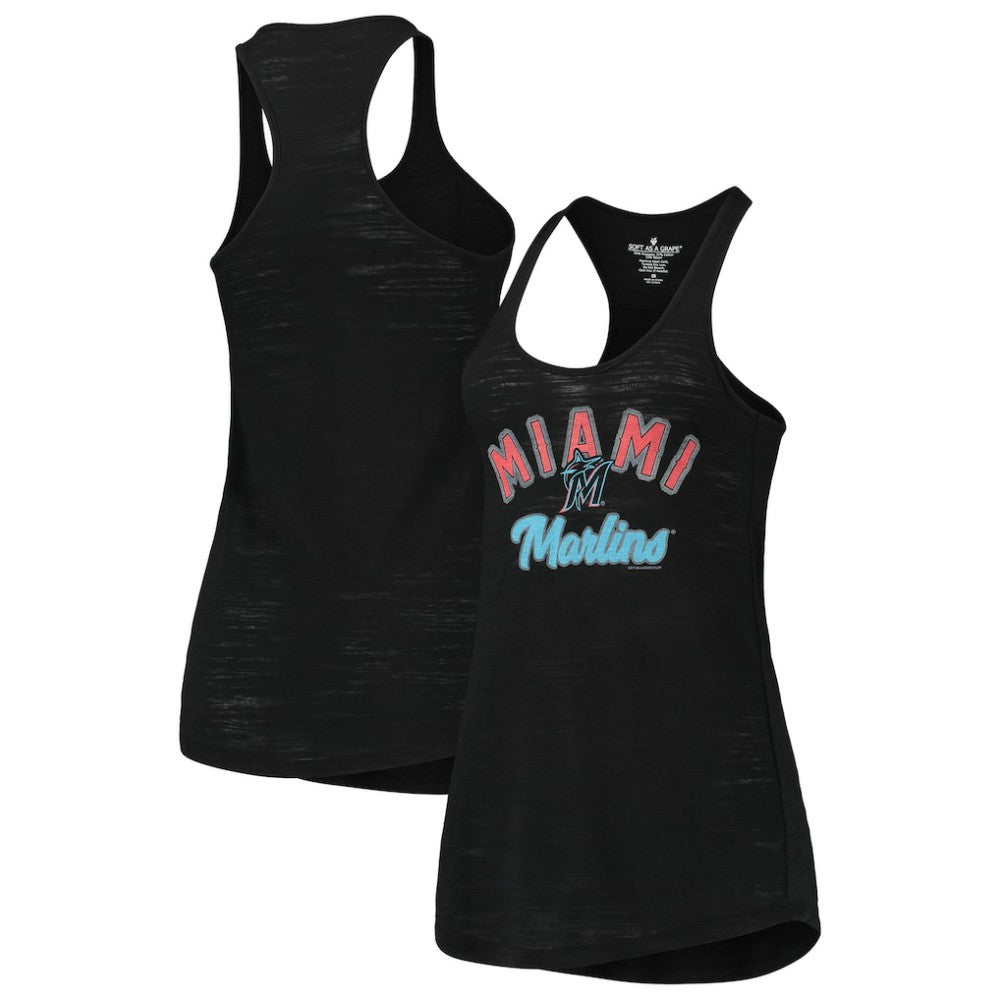 Miami Marlins Soft as a Grape Women's Multi-Count Tri-Blend Tank Top - Black