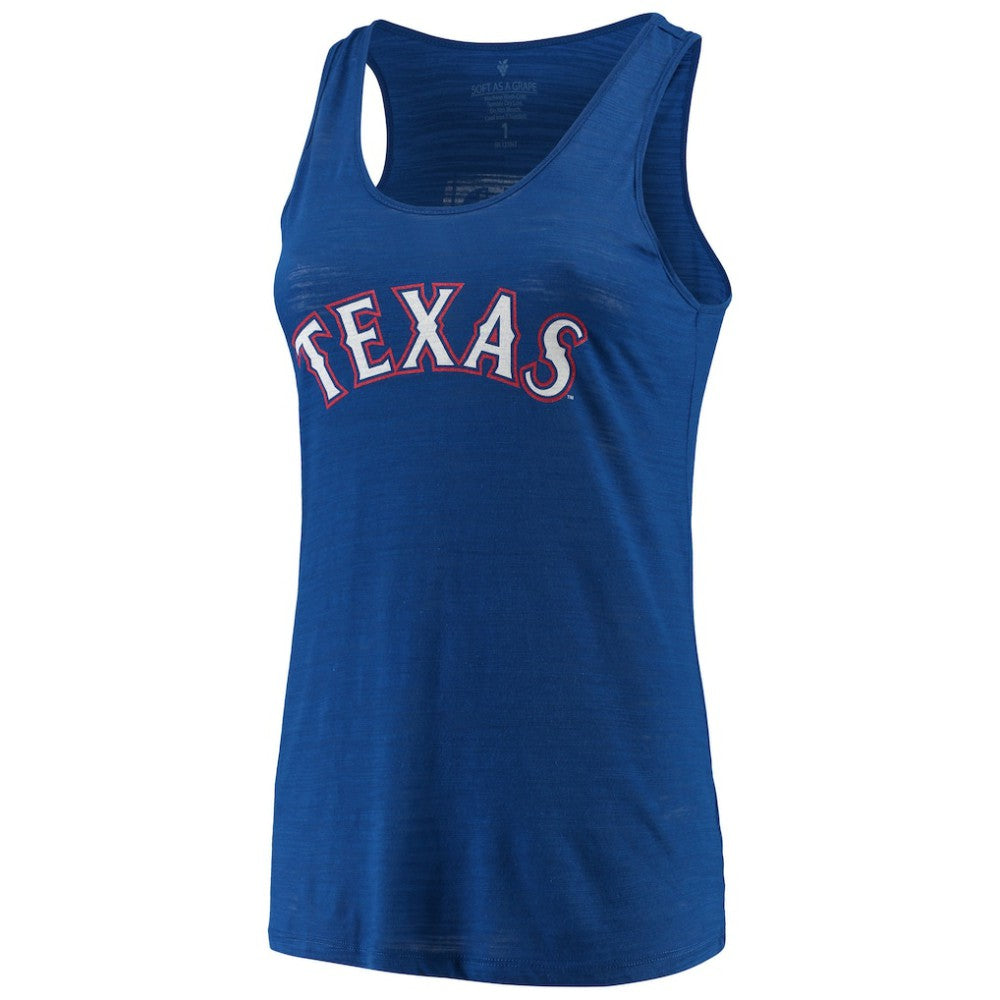 Texas Rangers Soft as a Grape Women's Plus Size Swing for the Fences Racerback Tank Top - Royal