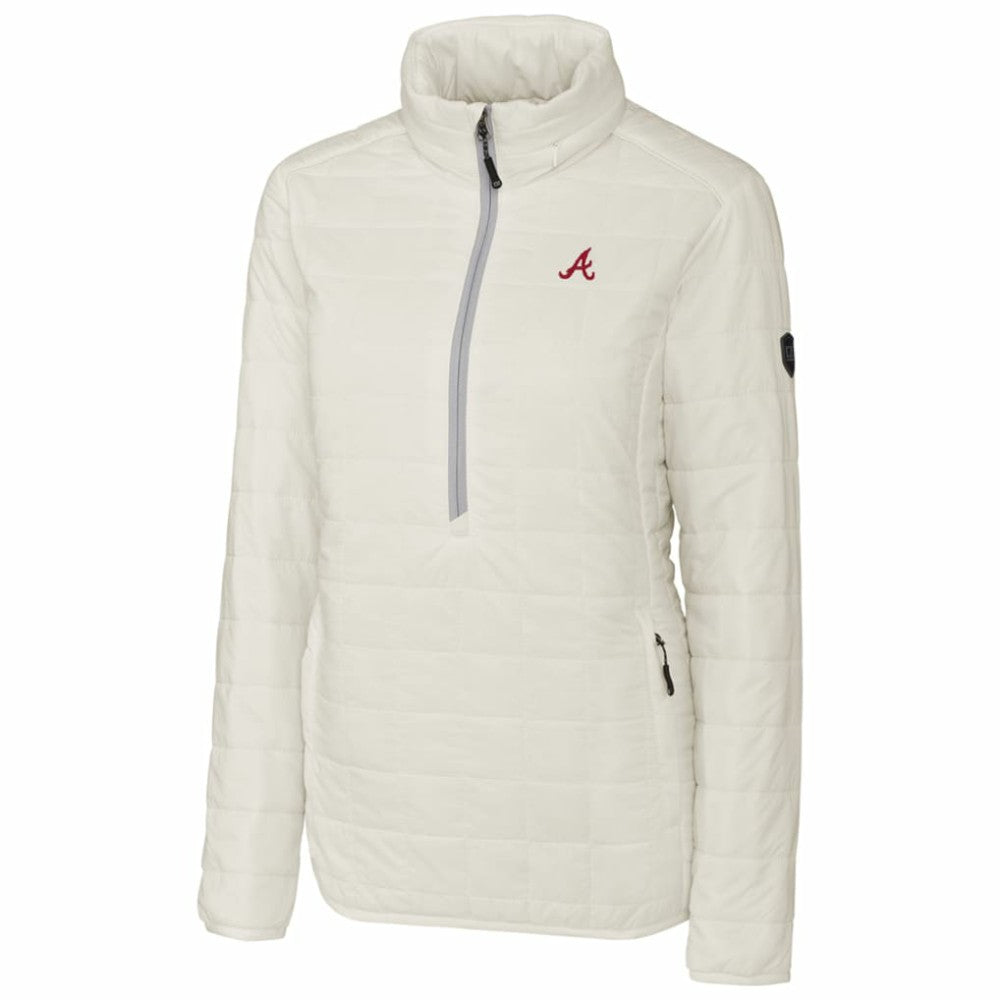 Atlanta Braves Cutter & Buck Women's Rainier Half-Zip Popover Jacket - White