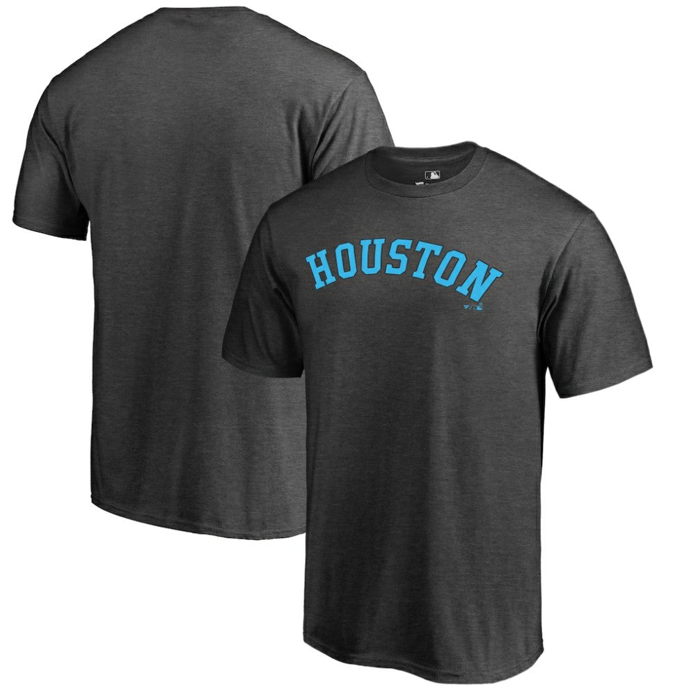 Houston Astros Blue Wordmark T-Shirt - Heathered Charcoal