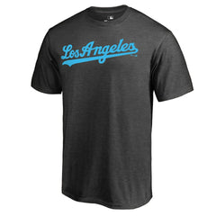 Los Angeles Dodgers Blue Wordmark T-Shirt - Heathered Charcoal