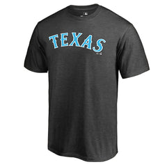 Texas Rangers Blue Wordmark T-Shirt - Heathered Charcoal