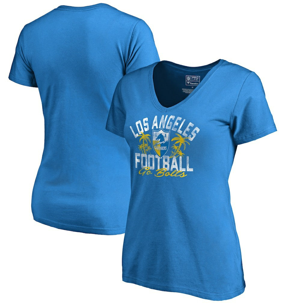 NFL Los Angeles Chargers Women's Hometown Collection LA Football V-Neck T-Shirt