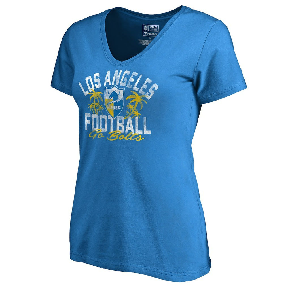 NFL Los Angeles Chargers Women's Hometown Collection LA Football V-Neck T-Shirt