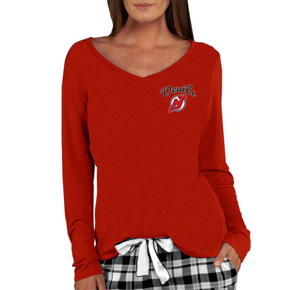 New Jersey Devils Concepts Sport Women's Marathon Knit Long Sleeve V-Neck Top