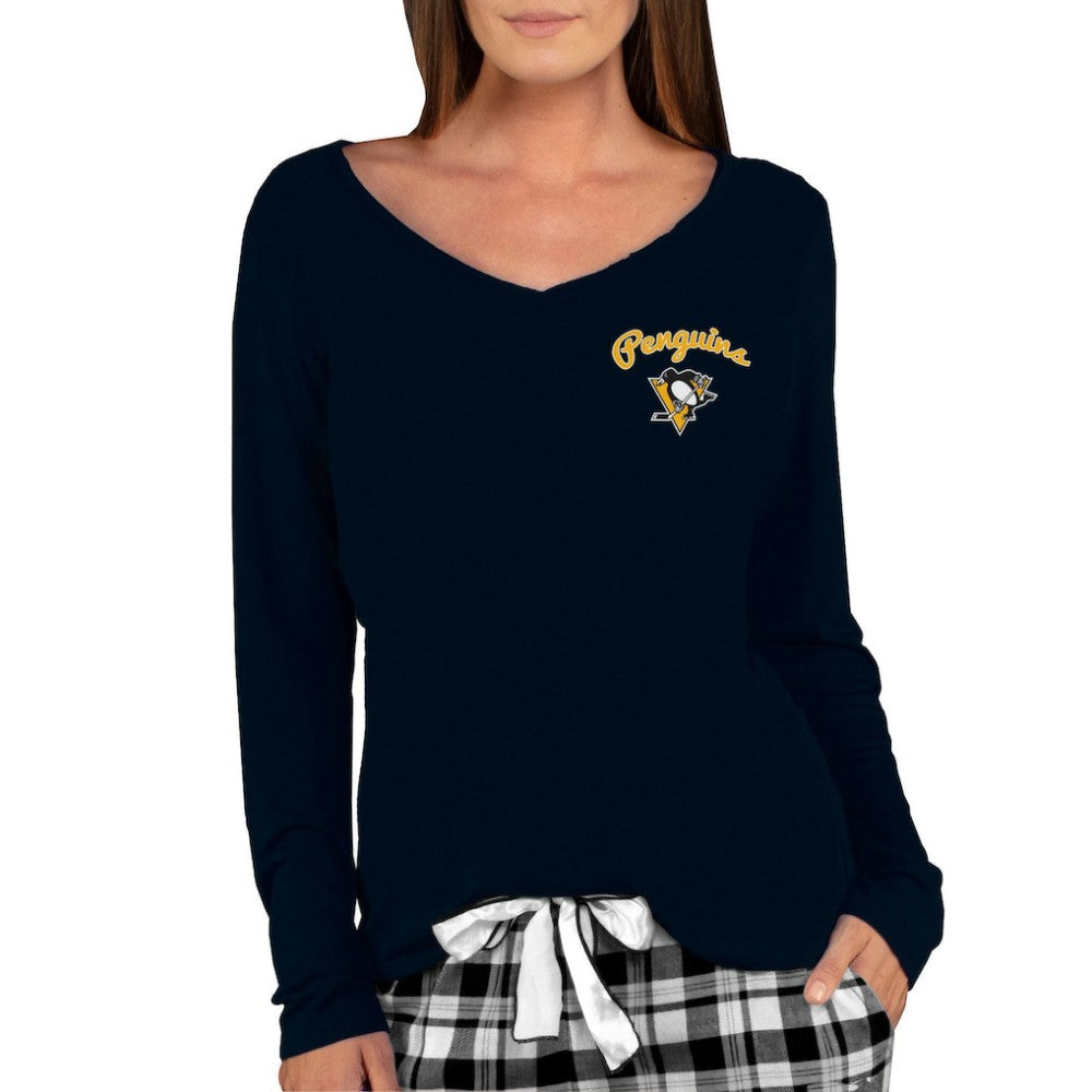 Pittsburgh Penguins Concepts Sport Women's Marathon Knit Long Sleeve V-Neck Top