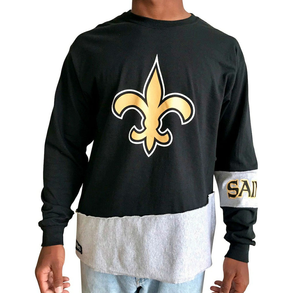 NFL New Orleans Saints Refried Apparel Sustainable Upcycled Angle Long Sleeve T-Shirt