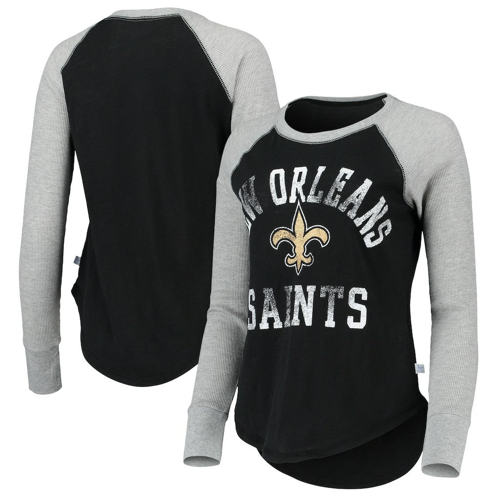NFL New Orleans Saints Touch Women's Waffle Raglan Lightweight Long Sleeve T-Shirt