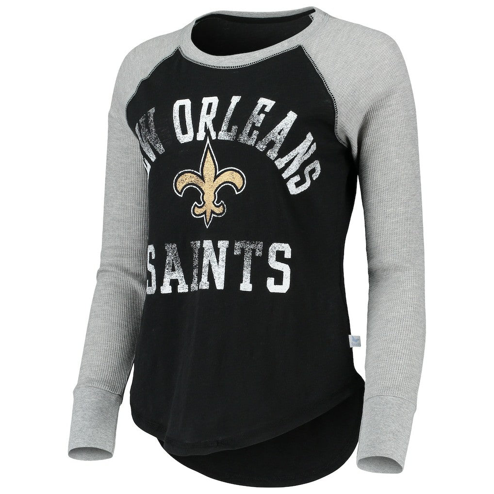 NFL New Orleans Saints Touch Women's Waffle Raglan Lightweight Long Sleeve T-Shirt