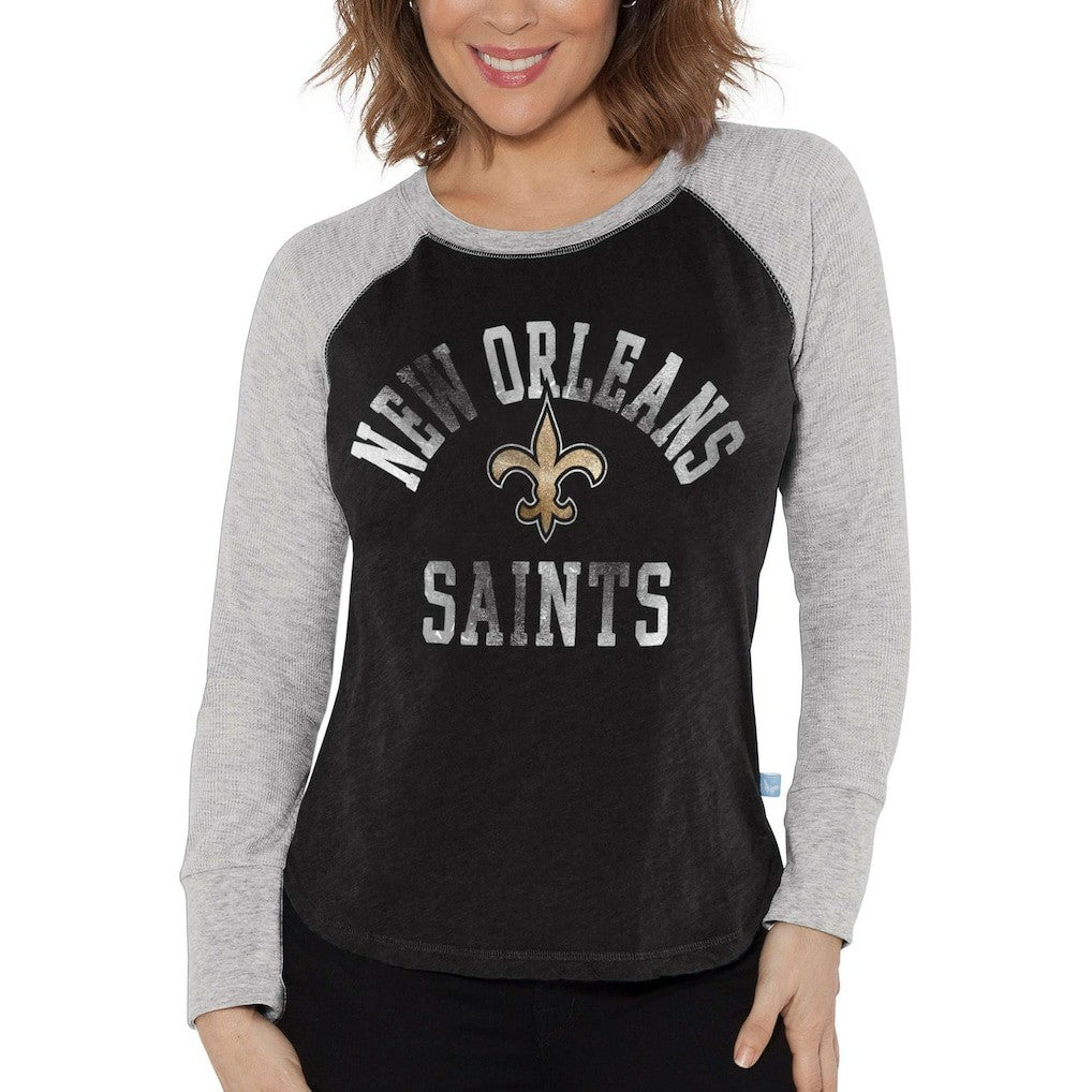 NFL New Orleans Saints Touch Women's Waffle Raglan Lightweight Long Sleeve T-Shirt