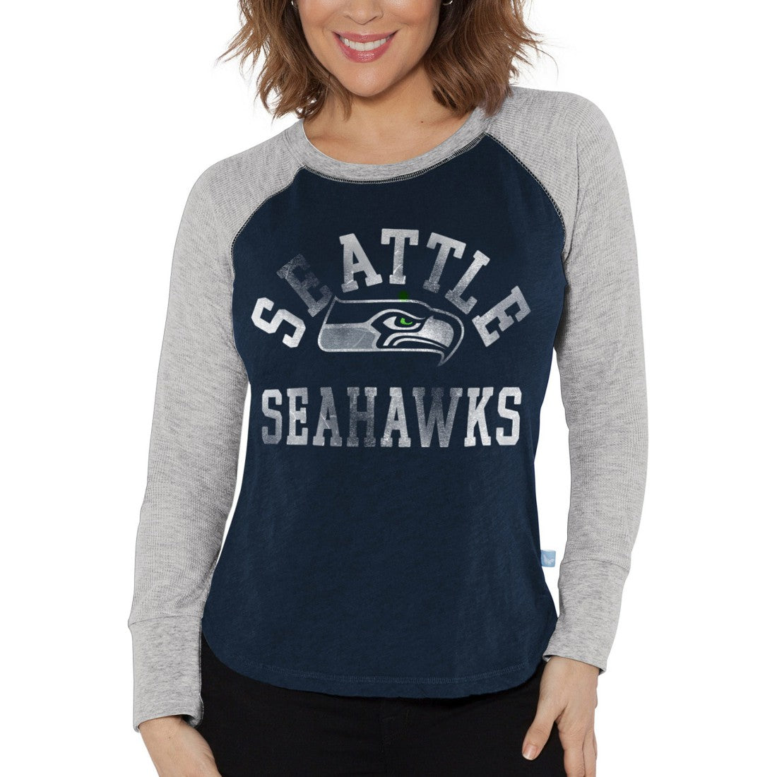 NFL Seattle Seahawks Touch Women's Waffle Raglan Lightweight Long Sleeve T-Shirt