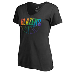 Portland Trail Blazers Women's Team Pride Wordmark V-Neck T-Shirt - Black for sale