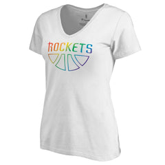 Houston Rockets Women's Team Pride Wordmark V-Neck T-Shirt - White sale