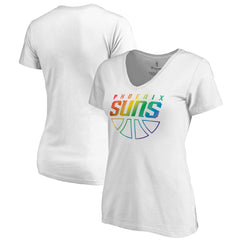 Phoenix Suns Women's Team Pride Wordmark V-Neck T-Shirt - White for sale