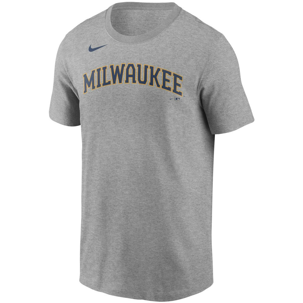Christian Yelich Milwaukee Brewers Name & Number T-Shirt - Gray | Nike