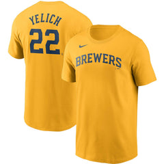 Christian Yelich Milwaukee Brewers Name & Number T-Shirt - Gold | Nike