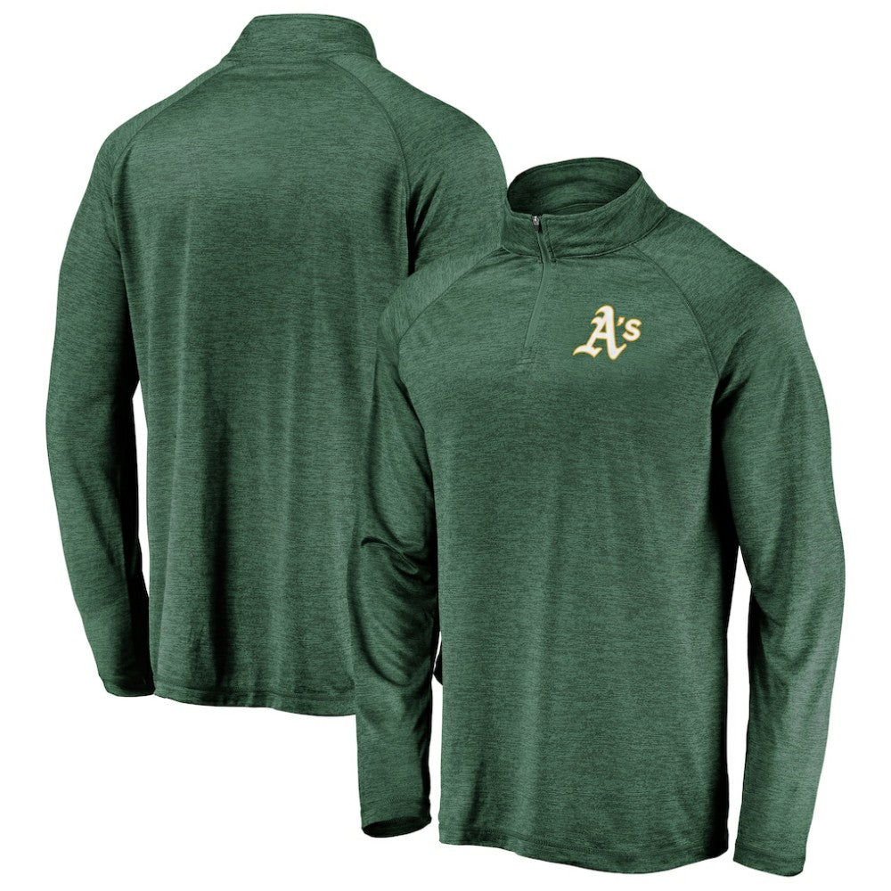 Athletics Iconic Striated Primary Logo Raglan Quarter-Zip Pullover Jacket - Green