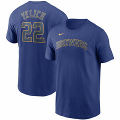 Christian Yelich Milwaukee Brewers Name & Number T-Shirt - Royal | Nike